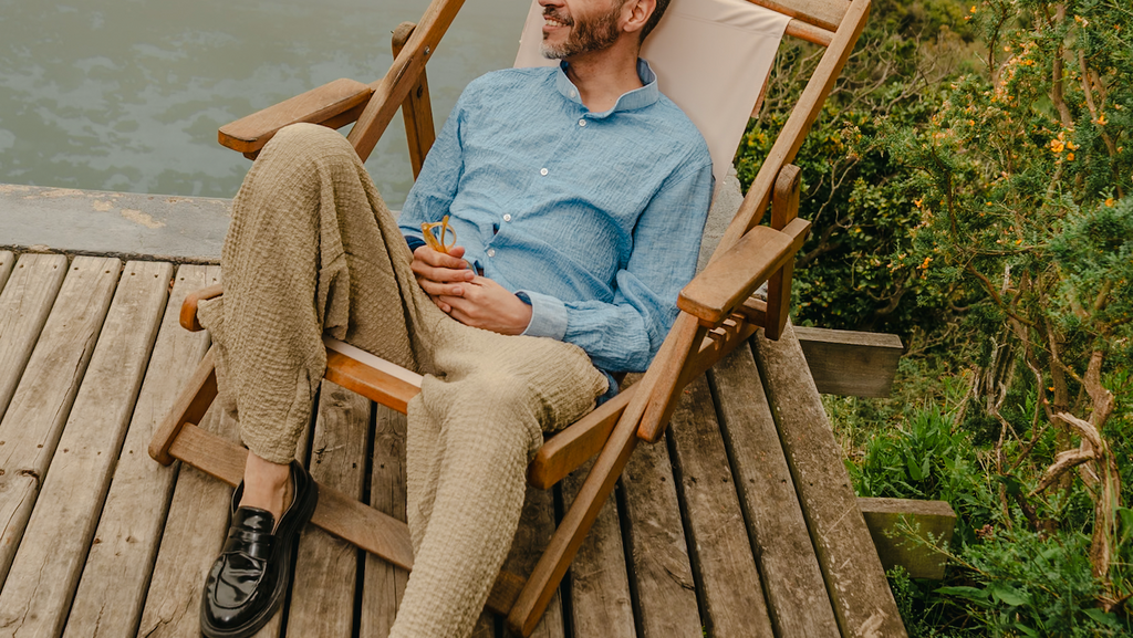 CAMISA CELESTE MAO COSTERA