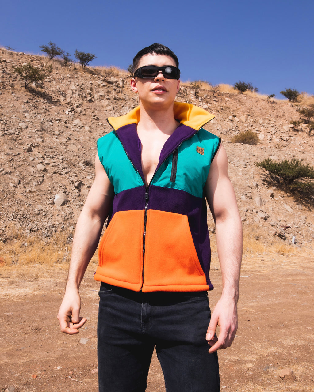 POLERON SIN MANGAS PURPLE / ORANGE