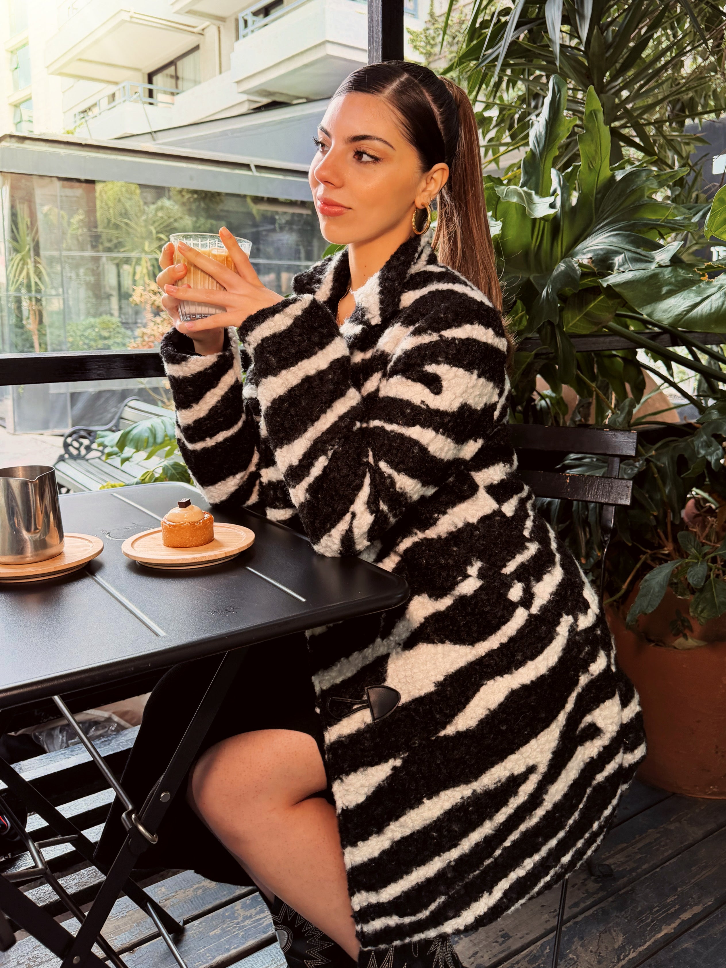 Abrigo - Zebra Teddy Coat