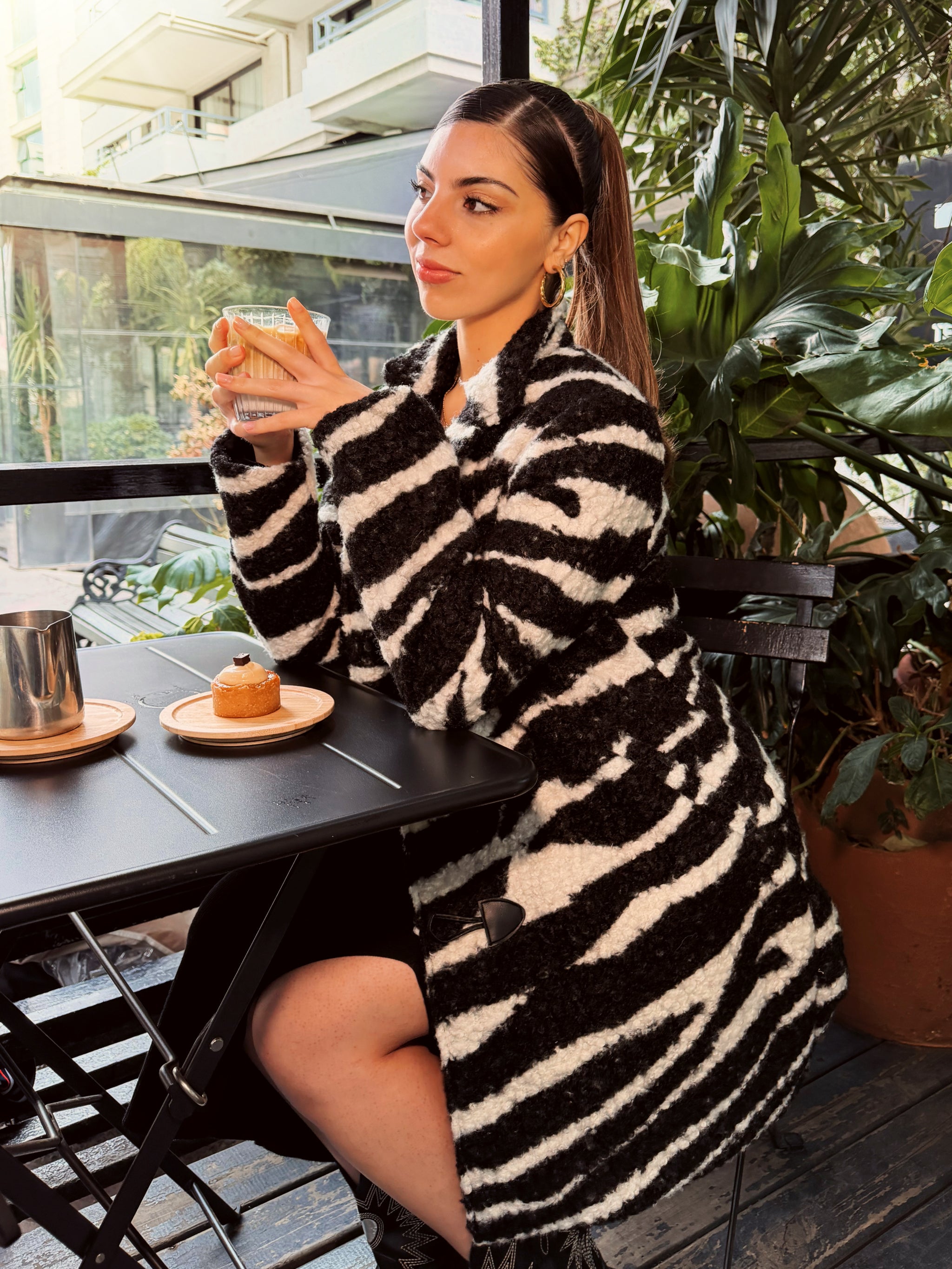 Abrigo - Zebra Teddy Coat